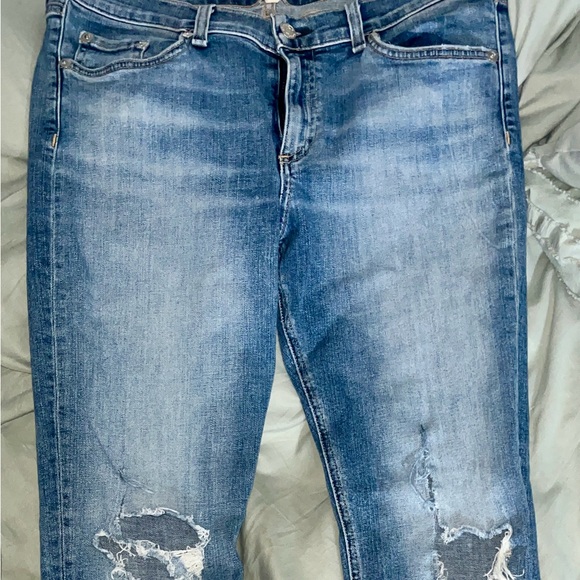 rag & bone Denim - rag & bone Women's Blue Distressed Skinny Jeans